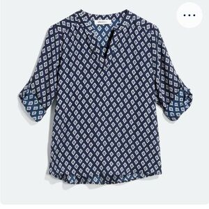 Stitch Fix Navy Patterned Women's Blouse